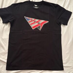 Black Tee with Red and Blue Graphic